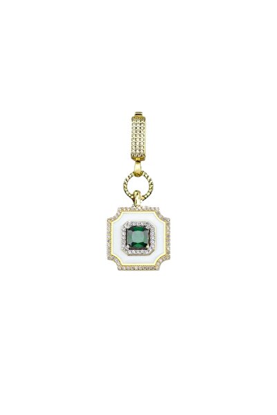 neslyaccessories 14K Gold Renk Zümrüt Yeşili Taşlı Kolye Ucu Charm