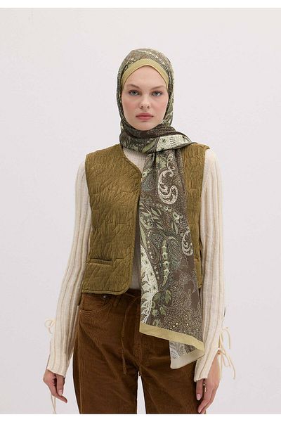 Fresh Brown Elora Patterned Shawl