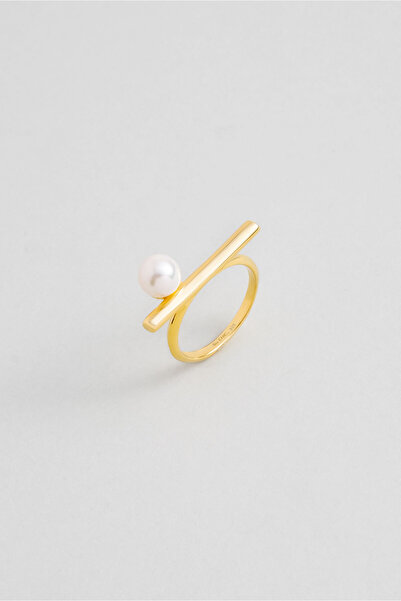 So CHIC... Klasik Zarafet 18 Ayar Sarı Altın Kaplama Gümüş İnci Yüzük