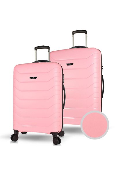 My Valice Solid PP Polipropilen Kırılmaz Orta ve Büyük Boy Toz Pembe 2'li Val...