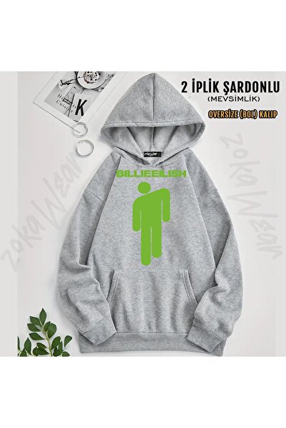 ZOKAWEAR Φούτερ με κουκούλα με κουκούλα με πράσινη στάμπα Billie Eilish (2 κλ...