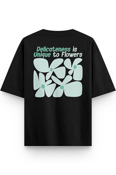Overoz Μπλουζάκι Green Daisy Printed Μαύρο Oversize - Unisex 1226