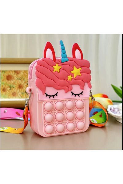 SYNOPE Silicone Cute Strap Pop-It Unicorn Girl's Wallet Purse Children's Coin Carrying Bag