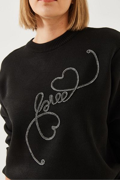 Bianco Lucci Women's Love Heart Embroidered Knitwear Sweater 14318 60351158