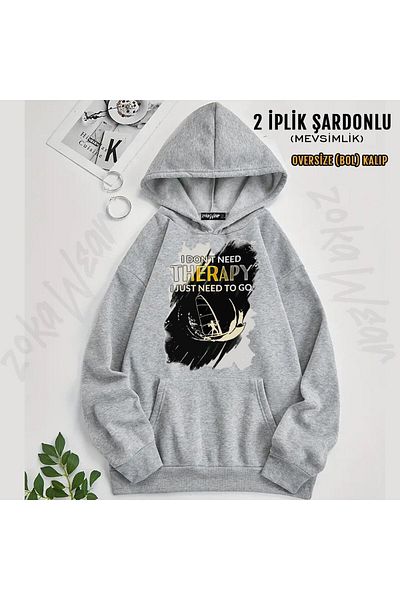 ZOKAWEAR Windsurf 5 Printed Oversize Hooded Sweatshirt - 2 Thread