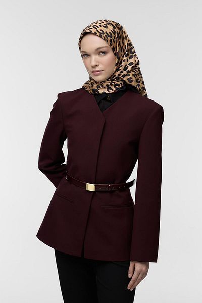 Qef Panther Patterned Twill Silk Scarf
