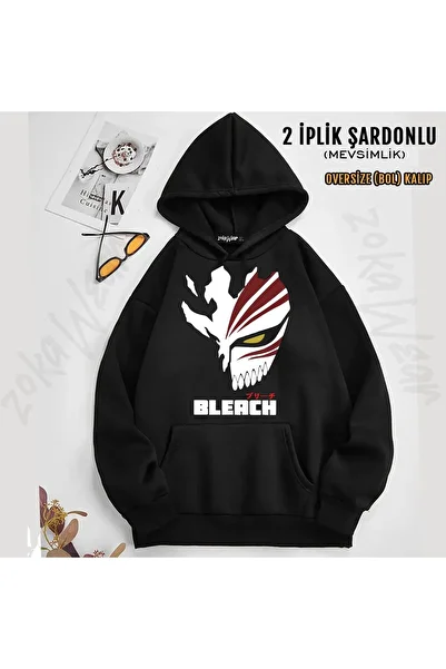 ZOKAWEAR Bleach Ichigo Kurosaki (Hollow Mask) Printed Hooded Sweatshirt (2 Thread)