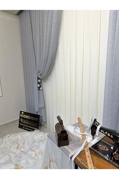 NİVEMESHOME Nivemeshome V-105 Gray Tulle Curtain - 1/3 Tight Pleated, Spear, Apm Fır0914 Ar03102