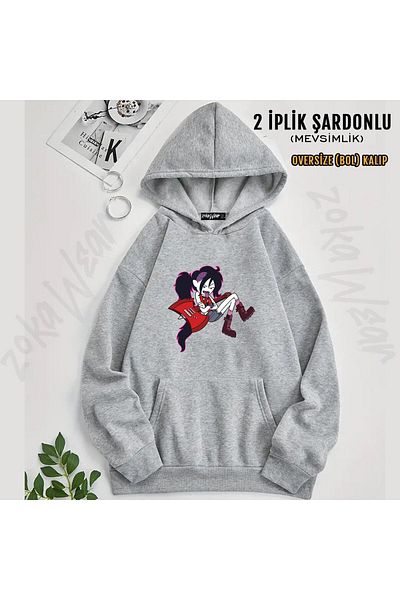 ZOKAWEAR Marceline 2 Printed Hooded Oversize Sweatshirt (2 Thread)