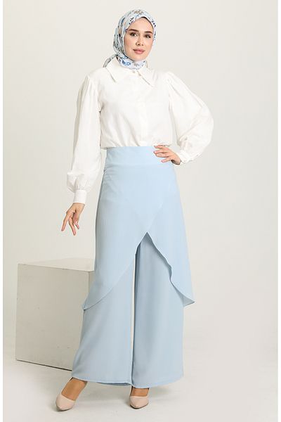 sefamerve Fusta cu pantaloni drapați Baby Blue - 3350-02