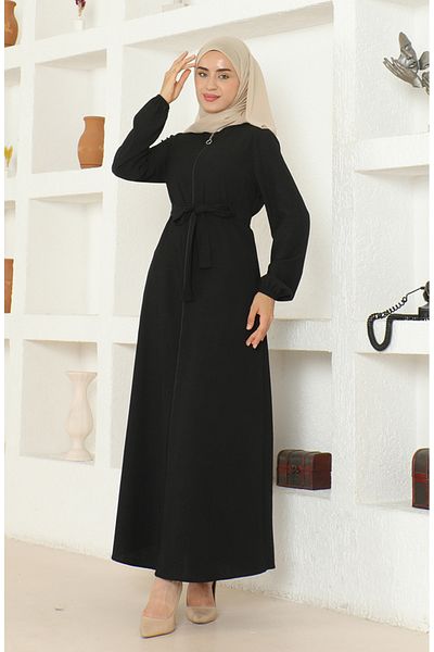 sefamerve Black Belted Wrap Ferace 1019-01
