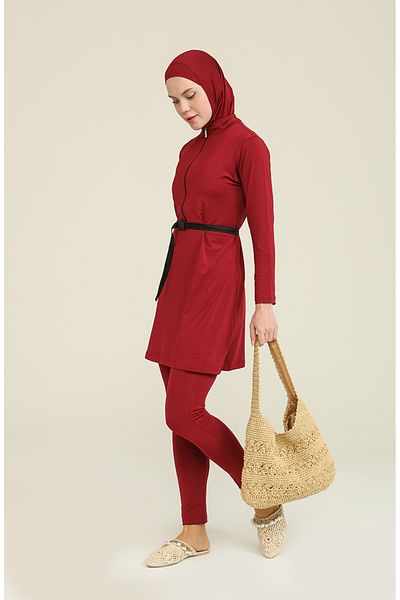 sefamerve Claret Red Hijab Swimsuit - Μοντέλο 22661-03