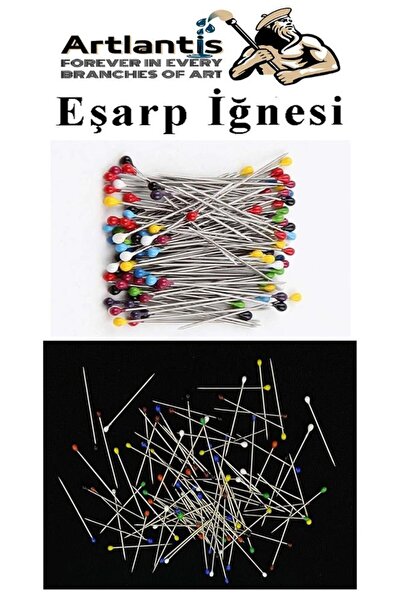 Artlantis Eşarp İğnesi Renkli 100 lü 1 Paket Türban İğnesi Başörtüsü Toplu İğne Şal Düğün Nikah Nişan Kına Sün