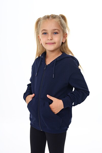 Toontoy سترة محبوكة للفتيات بـ بغطاء رأس جيوب بسحاب وتطريز على الكتفين مطبوع ...