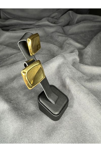Sharley Gold Colored Stud Earring Square