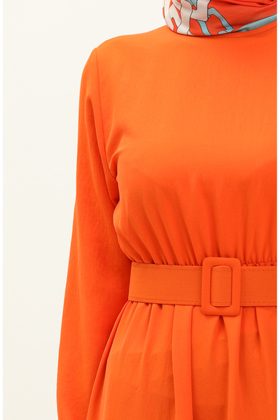 sefamerve 2002-05 Orange Belted Gathered Dress