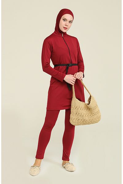 sefamerve Claret Red Hijab Swimsuit - Μοντέλο 22661-03