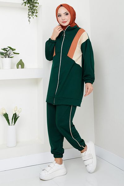 ModaMerve طقم مزين بأساور مطاطية من الزمرد - 4529NES1021-M