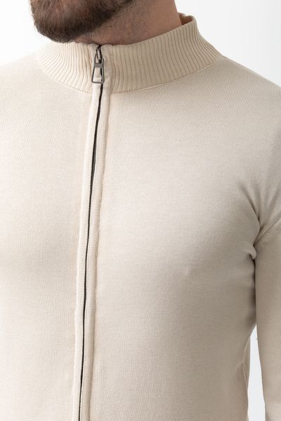 Mcr Duz Slim Fit Half Fisherman Collar Men's Cardigan Beige - 11227.22Y