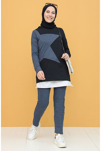 sefamerve Σετ αθλητικής φόρμας Navy Blue Indigo Hooded - 3261-07