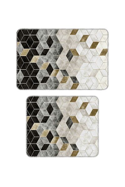 BigArts Home Modern Decorative Non-Slip Based Washable Bath Mat - Gold 50X60-60X90 cm