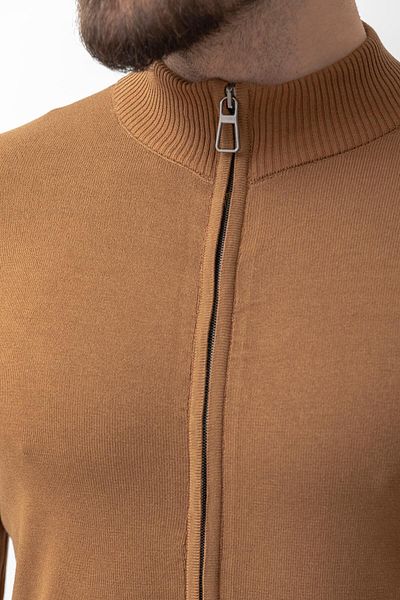 Mcr Duz Slim Fit Half Fisherman Collar Men's Cardigan Camel - 11227.22Y