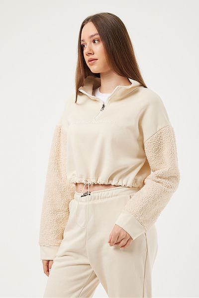 POODLE Hanorac crop cu fermoar pentru femei