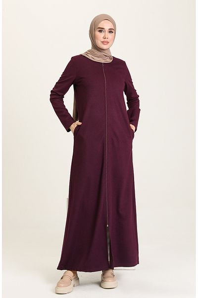 sefamerve Purple Felt Ferace - Cu fermoar, Model 3336A-01