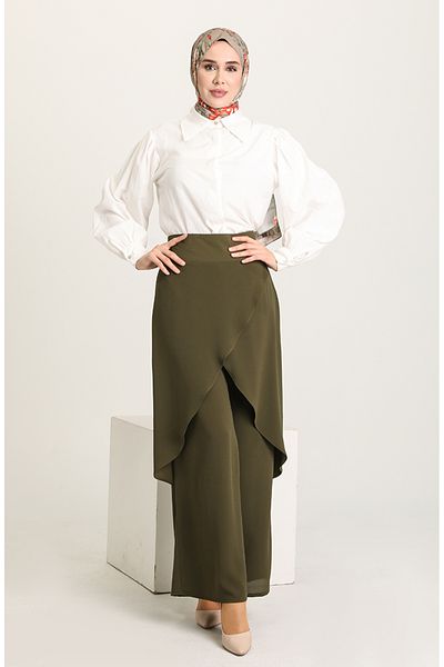 sefamerve Χακί Flowy Culottes - Μοντέλο 3350-04