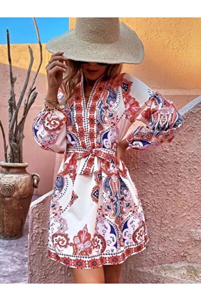 jennyfer garment ATLAS KUMAŞ KUŞAKLI ELBİSE