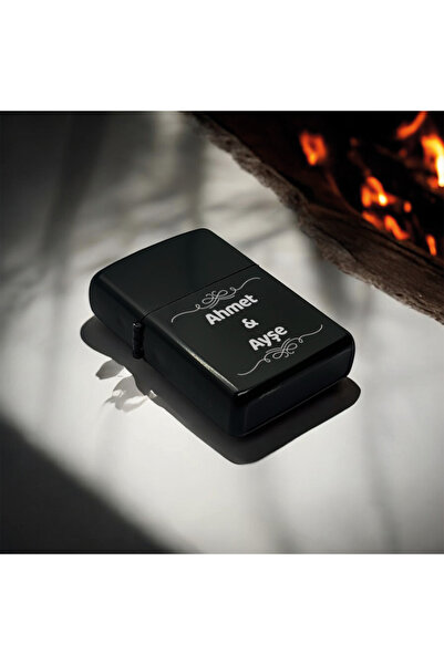 gastromarka Kişiye Özel Yazılı Mat Siyah Benzinli Hediyelik Zippo Çakmak