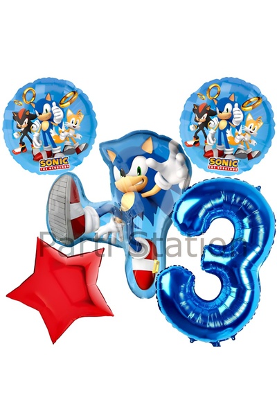 Parti Station Tilki Sonic 3 Yaş Balon Set Tilki Sonic Boom Konsept Doğum Günü...