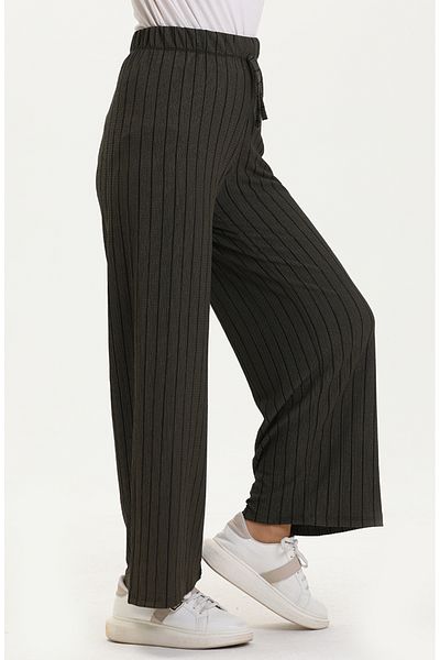 sefamerve Pantaloni largi cu dungi kaki - 8588-02