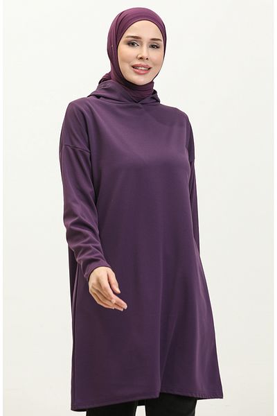 sefamerve 8665-02 Model Tunica de sezon cu gluga - Prune