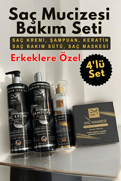 EM AMANOS BEAUTY Erkek Saç Mucizesi Bakım Seti Miami Serisi - Saç Kremi, Şamp...