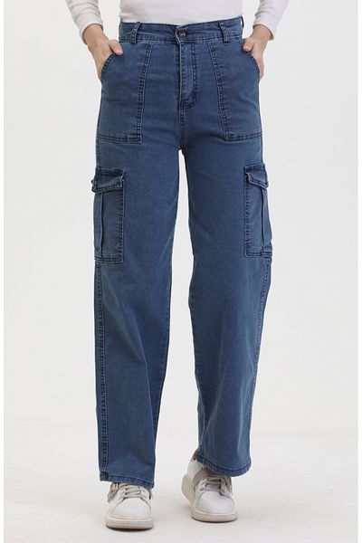 sefamerve 2828-03 Model Denim Blue Cargo Pocket Pantaloni