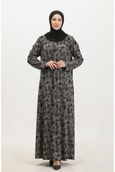 sefamerve Φόρεμα με πέτρινη λεπτομέρεια Viscose Plus Size - 4430C-02 Μαύρο