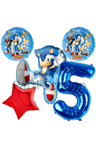 Parti Station Tilki Sonic 5 Yaş Balon Set Tilki Sonic Boom Konsept Doğum Günü...