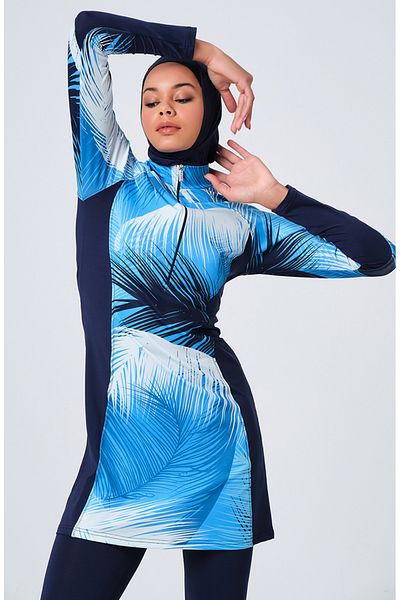 sefamerve Μαγιό Navy Blue Hijab - Μοντέλο 23671-02