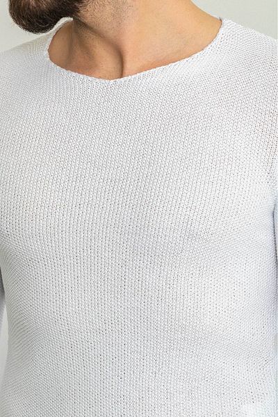 Mcr Tricotaj pentru bărbați Lase White Slim Fit, cu gât și mânecă lungă