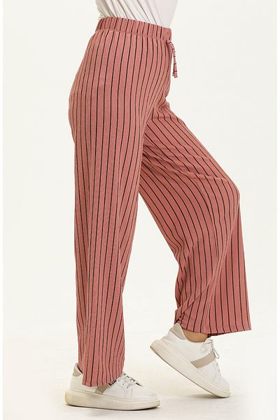 sefamerve Dried Rose Striped Wide Leg Trousers - 8588-03