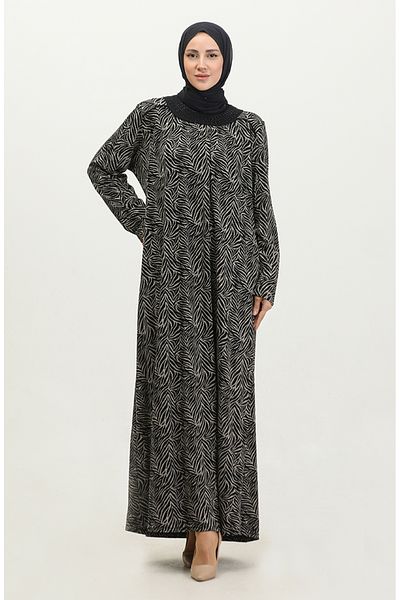 sefamerve Φόρεμα Navy Blue Viscose - Πέτρινο γιακά με λεπτομέρειες, Plus Size 4430G-02