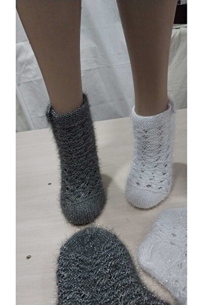 Papatyam 2 Pieces of Hand Knitted Glittered Five Needles/Handcrafted Booties/Dowry Booties/Knit/Home Booties/Hand Work