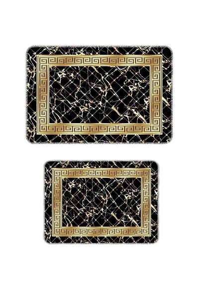 BigArts Home Modern Decorative Non-Slip Based Washable Bath Mat - Gold 50X60-60X90 cm