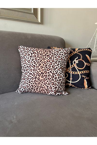 Ayd Home 2 bucăți husă de pernă cu lanț leopard decor de Crăciun Anul Nou 43*43