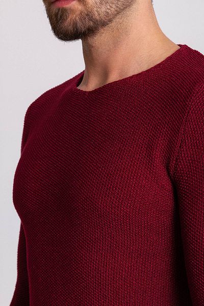 Mcr Lase Slim Fit Crew Neck Long Sleeve Men's Knitwear Claret Red - 11155.18Y