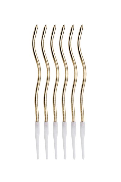 PASTAHÜMA Pasta Mumu Spiral Gold Renk Mum 6 lı Altın Kıvrık Mum