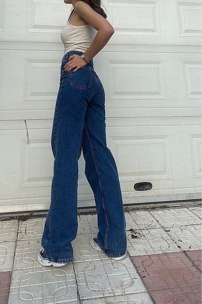 DRC trend Jean albastru Lycra cu talie extra înaltă Mia - Soft Fabricpalazzo