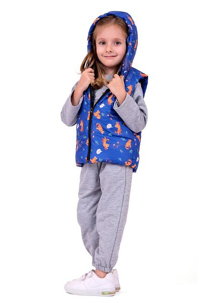 TRENDİMİZBİR Costum cu glugă pentru fete Tiger - Albastru
