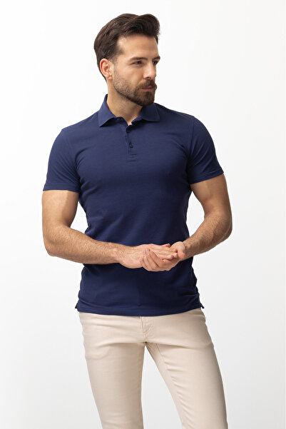 Mcr Ανδρικό μπλουζάκι Duz Slim Fit Polo Neck Navy Blue - 36693.22Y